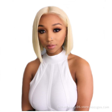 Factory Directly Provided whole price Pixie Cut Human Hair 613 Lace Front Short Curly Bob Wig